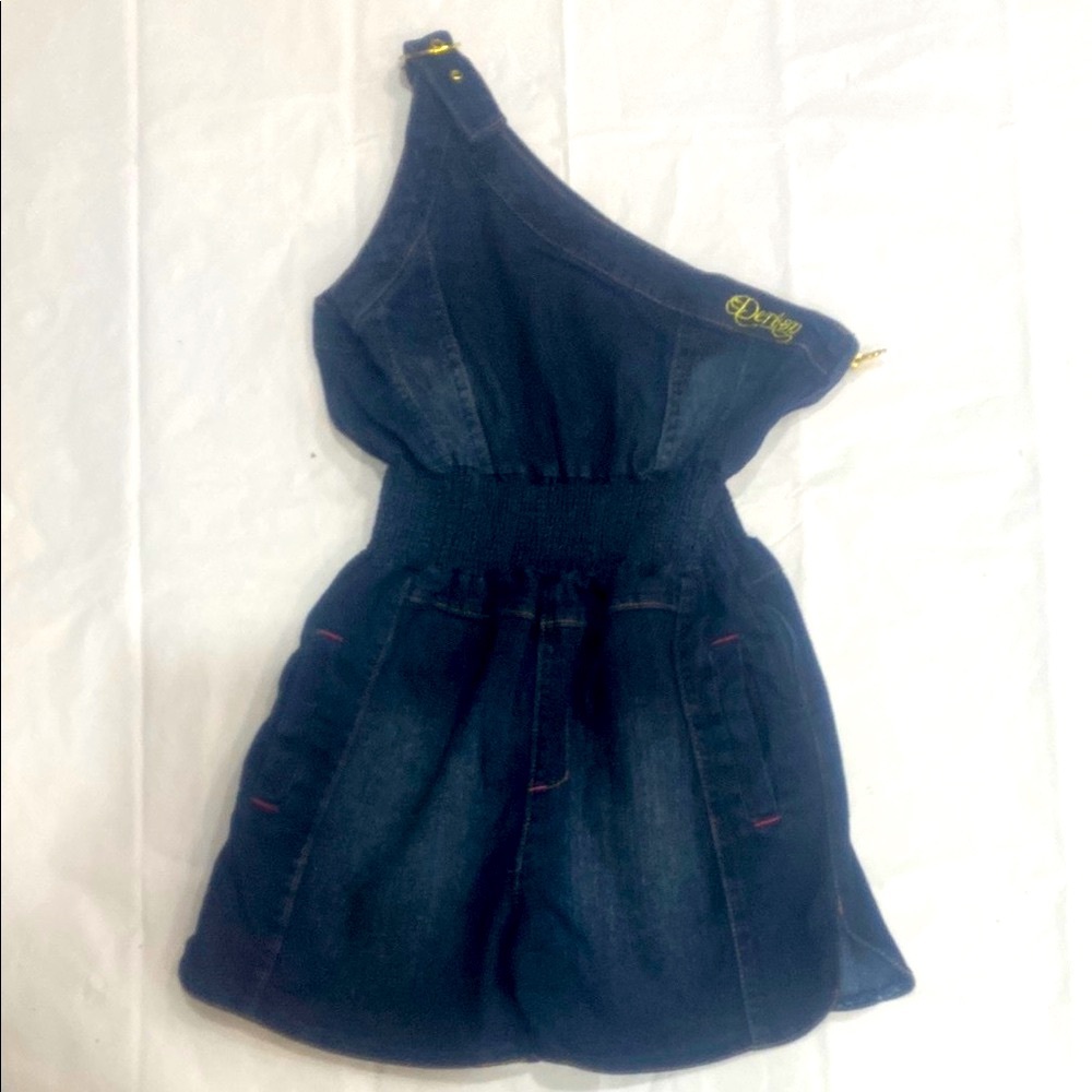 NWOT.. Dereon Gold and Blue Romper with A-Line Silhouette